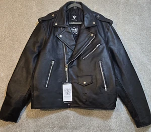Viking Cycle Leather Motorcycle Jacket Angel Fire Internal Storage Conceal 5XL - Picture 1 of 23
