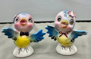 VTG Lefton Blue Bird Anthropomorphic Salt & Pepper Shakers Jeweled Eyes #239 - Picture 1 of 7