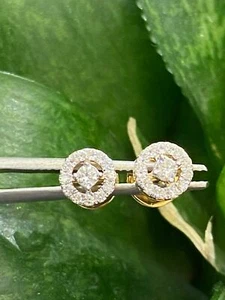 Petite 0,22 Cts Runde Brilliant Cut Diamanten Ohrstecker In 585 Solides 14K Gold - Picture 1 of 10