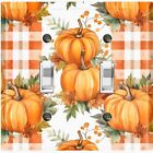 Metal Light Switch Cover Wall Plate Cute Orange Pumpkin Floral Checkered THX028