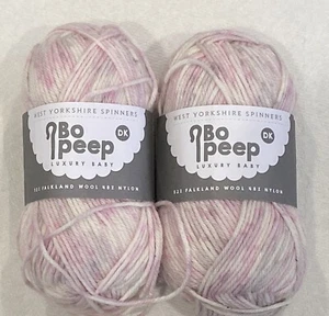BO PEEP Luxury Yarn 52% Falkland WOOL DK 122 Yds CAROUSEL Pink Gradient NEW - Picture 1 of 6
