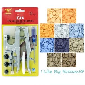 KAM Snaps Starter Pack Pliers/Awl/100 Sets Size 20/T5 No Sew Button/Sewing/Bibs - Picture 1 of 32