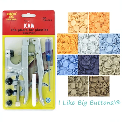 KAM Snaps Starter Pack Pliers/Awl/100 Sets Size 20/T5 No Sew Button/Sewing/Bibs - Image 1 of 4