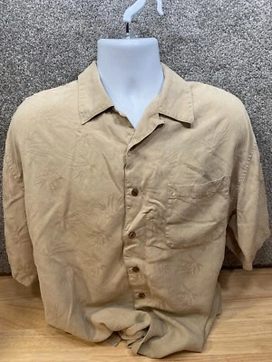 Jos A. Camisa Bank Para Hombres 2XL XXL Beige 100% Seda Tropical Hawaiana Bolsillo Campamento Foto 1 de 4