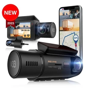 Rexing V33 3 Channel Front,Cabin,Rear, WiFi, GPS, 2.7'' LCD Screen, Night Vision - Picture 1 of 7