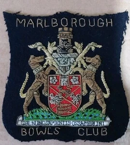 Insignia/parche de tela vintage MARLBOROUGH BOWLS CLUB de 10 cm Wiltshire coleccionable  - Imagen 1 de 2