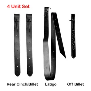 Silla de montar Western Horse Latigo cuero sin palanquilla lazo correa de cincha trasera con agujeros - Imagen 1 de 14