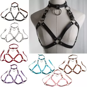 Body donna bondage gabbia imbracatura cintura petto seno lingerie CATENA OPZIONALE - Foto 1 di 12