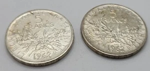 Very Nice Lot of (2)-1962 France 5 Francs (.835) Silver Coins FREE SHIPPING! - Picture 1 of 2