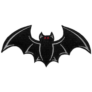 VAMPIRFLEDERMAUS Aufbügeln AUFNÄHER bestickt schwarz HALLOWEEN SOUVENIR APPLIKATION Flügel - Bild 1 von 5