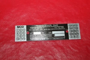 Collins DME-42 DME P/N 622-6263-003 ID Plate and Parts - Picture 1 of 2