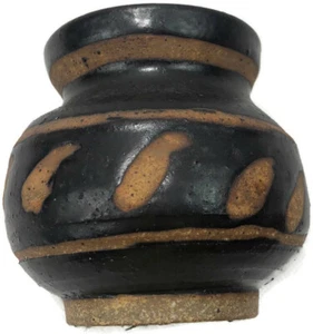 Handmade Hand Spun Glazed Brown Cup Vase Bowl Pottery Potter 3.5 inch Tall - Picture 1 of 8