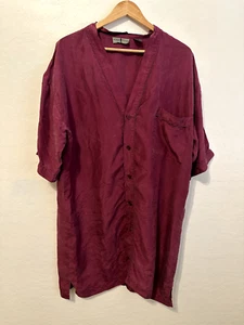 Vintage Robert Stock Damen 100% Seide Knopfleiste Tunika Top Gr. M Lagenlook Artsy - Bild 1 von 15