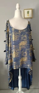 Ashley Stewart Asimetric Top Blouse Women Size 30/32 Long Sleeves With Ringtone - Picture 1 of 7