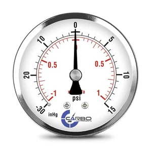 2-1/2" Dry Compound Vacuum Gauge Chrome Plated Steel Case Back -30inHg /+15psi  - Picture 1 of 6