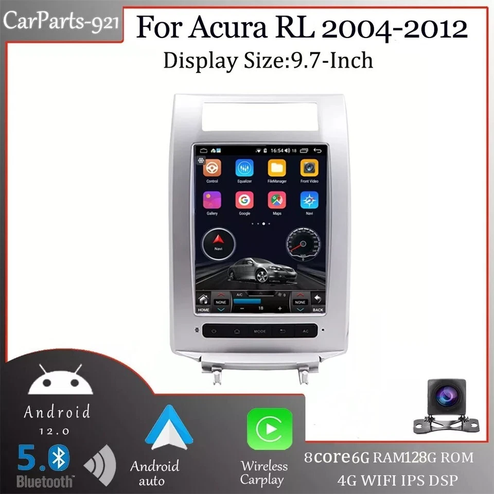 Radio estéreo de coche Android 13 pantalla Tesla para Acura RL 2004-2012 GPS navegación Carplay Foto 1 de 4