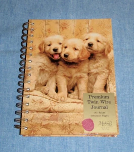Journal PUPPY TRIO 8x6 -Markings by C. R. Gibson- Twin Wire Notebook Lined Pages - Picture 1 of 5