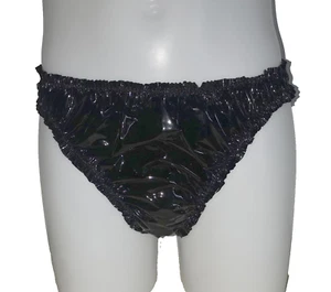 PVC Panties Shiny Black Briefs Pants Underwear Plastic Diaper Cover REPAIRED - Picture 1 of 5