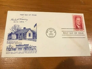 President Herbert Hoover West Branch Iowa 1965 5 cent stamp FDC - Picture 1 of 2