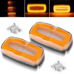 2X Amber Truck Trailer LED Flowing Side Marker Light Tail Turn Signal Clearance - Picture 1 of 8