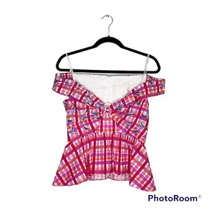 NWT Peter Pilotto Pink Printed Cotton Poplin Off Shoulder Top US 4 - Picture 1 of 12