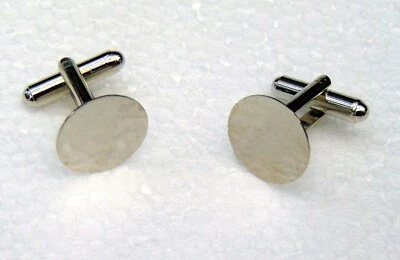 100 gemelos de metal plateado en blanco 15 mm almohadilla redonda encontrar 50 pares de gemelos Foto 1 de 4