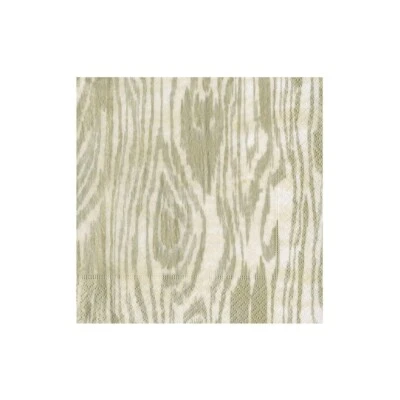 Caspari Paper Beverage Napkins, Silver & Gold Woodgrain - 2 Packs (17750C) - Image 1 of 2