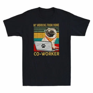 Working My Coworker Home Men's T-Shirt Short Funny Sleeve Vintage From Tee Pug - Picture 1 of 5