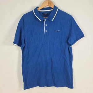 Hackett GOlf mens polo shirt size L blue short sleeve collar cotton 044286 - Picture 1 of 7