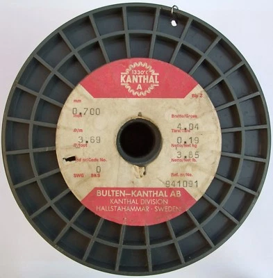 5m, 0.70mm 21-22 Gauge AWG, 3.69Ω/m 1.12Ω/ft, Genuine Kanthal A Resistance Wire