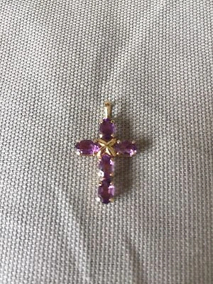Amethyst Cross Pendant 10K Yellow Gold - Image 1 of 4