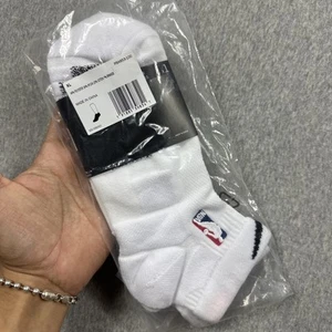 NEW Nike Socks Extra Large Psk653-100 White Black Ankle NBA Logo Basketball - Picture 1 of 4