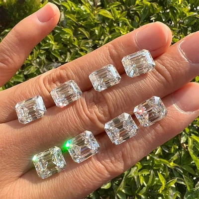 Loose Moissanite 0.2-10ct Emerald Cut D Color VVS1 GRA Certificate for Jewelry - Image 1 of 4