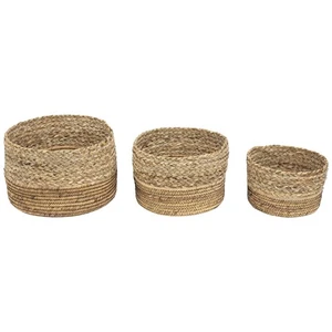 Northlight Set of 3 Braid and Twist Woven Seagrass Storage Baskets 9.75" - Picture 1 of 6