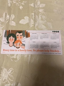 1966 Smokey The Bear / New Jersey Forest Fire Service Calendar - Picture 1 of 7