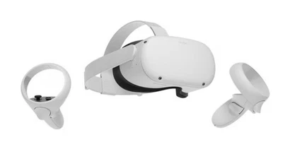 Meta Quest 2 Virtual Reality Headset 128GB White Model KW49CM with controllers. - Image 1 of 4