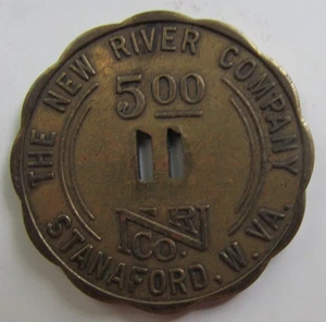 The New River Company 5.00 Stanaford WEST VIRGINIA 1944 Orco W. VA. gettone carbone - Foto 1 di 2