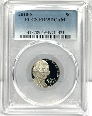 2010-S 5C Jefferson Nickel PCGS PR69DCAM - Image 1 of 4
