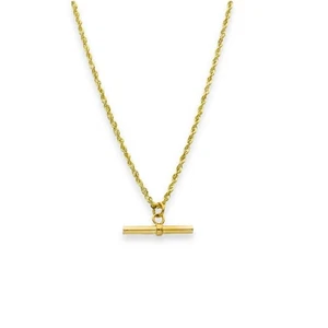 9 kt Gelbgold Seil Kette & T-Stab Anhänger - 18" - 2,3 g - Bild 1 von 6