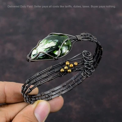 Brazalete de cobre natural australiano cromo calcedonia envuelto en alambre de hermana joyería Foto 1 de 4