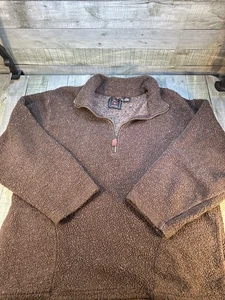 Pullover American Eagle marrón Sherpa polar 1/4 cremallera para hombre XL vintage cálido - Imagen 1 de 3