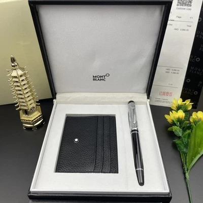 Montblanc Lujoso Set de Regalo Cartera Montblanc y Bolígrafo Negro y Plata Foto 1 de 4