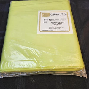 Vintage Sears Perma-Prest Muslin Green Twin Flat Sheet New Old Stock 72 x 99 - Picture 1 of 5