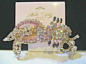 Kirks Folly Vintage Prong-Set Crystal Barrette Hair Jewelry-Floral Bow Design - Picture 1 of 10