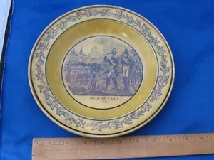 19o C FRANCESA CERÁMICA AMARILLA CANARIA Conmemorativa PLATO ASEDIO DE CÁDIZ 1823 - Imagen 1 de 5