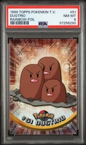1999 Topps Pokemon TV Animation Rainbow Foil Blue Logo #51 Dugtrio PSA 8 NM-MT - Picture 1 of 2