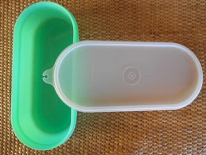 Vintage Tupperware Jadite Green Oval Container 1375-14 Lid Storage 2 Pieces - Picture 1 of 7