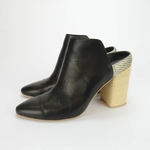 Mules Dolce Vita Tacón Bloque en Cuero Negro y Estampado Serpiente Talla 9.5 - Imagen 1 de 11