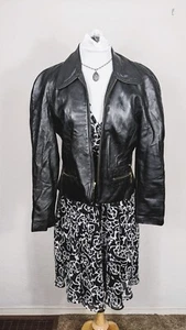 Damen-Bomberjacke Ellen Tracy schwarz Echtleder - Medium - Bild 1 von 16