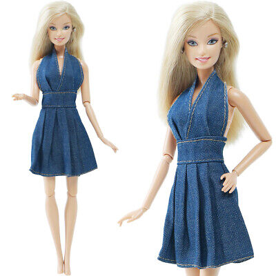 Fashion Denim Dress 11.5” Barbie Doll Outfits Party Wear Gown Clothes Kids Toys • 8.99$